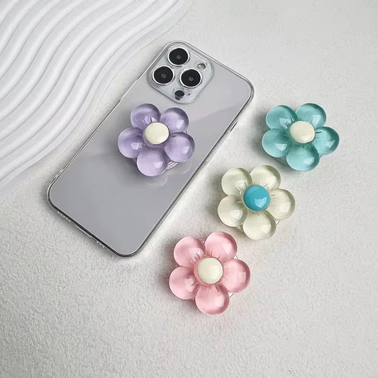 Foldable resin phone stand with flower